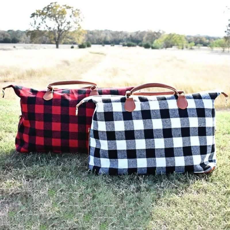 Buffalo Check Tote Weekender Bag Purse
