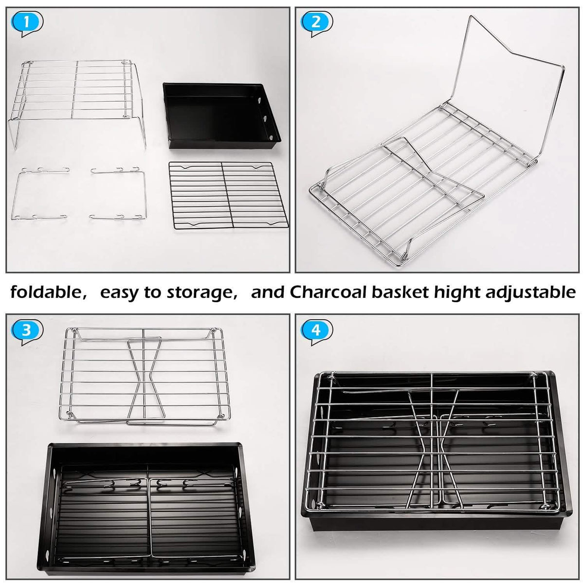 Camping Grill Barbecue Tool Folding & Lightweight Steel Mesh Portable