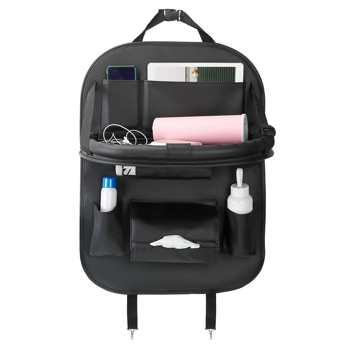 Car Back Seat Organizer with Foldable Table Tray 8 Pockets