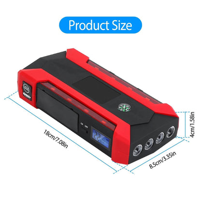 Car Jump Starter Booster with LCD Screen 4 Modes LED Flashlight