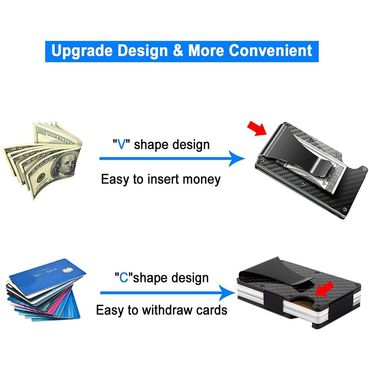 Carbon Fiber Money Clip Wallet with RFID Blocking