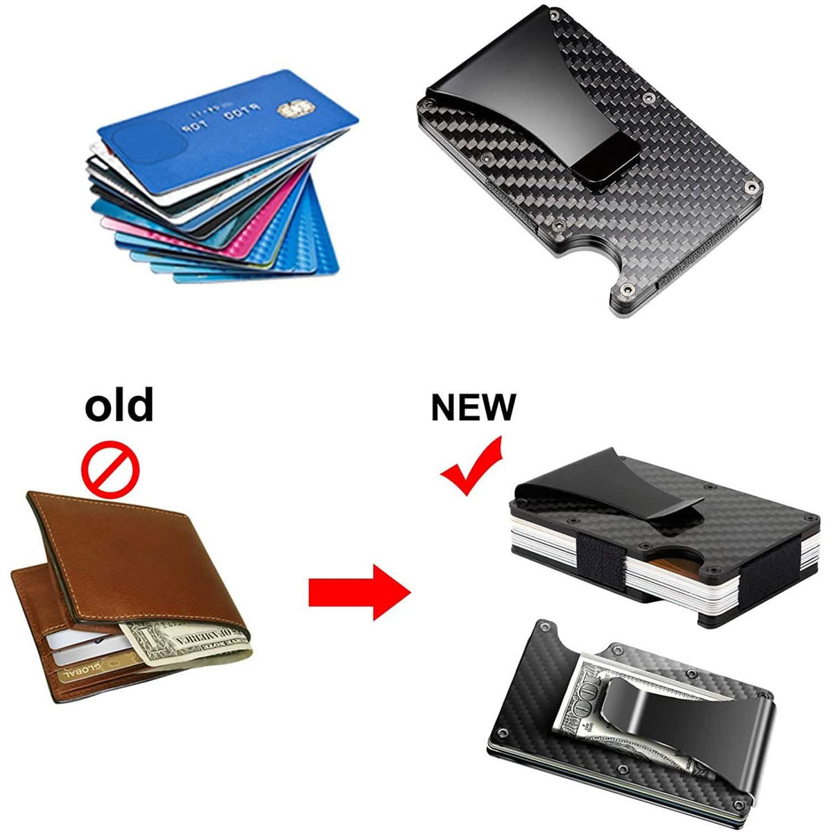 Carbon Fiber Money Clip Wallet with RFID Blocking