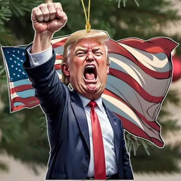 Caricature Style Trump Shouting Make America Great Again Acrylic Christmas Decorations