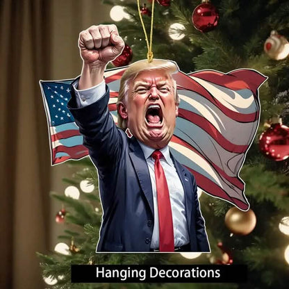 Caricature Style Trump Shouting Make America Great Again Acrylic Christmas Decorations