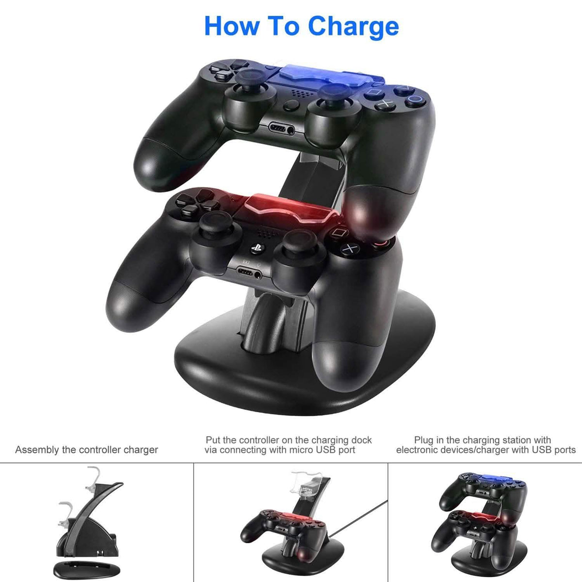 Charging Dock Station Dual Micro USB Stand for PS4 Pro