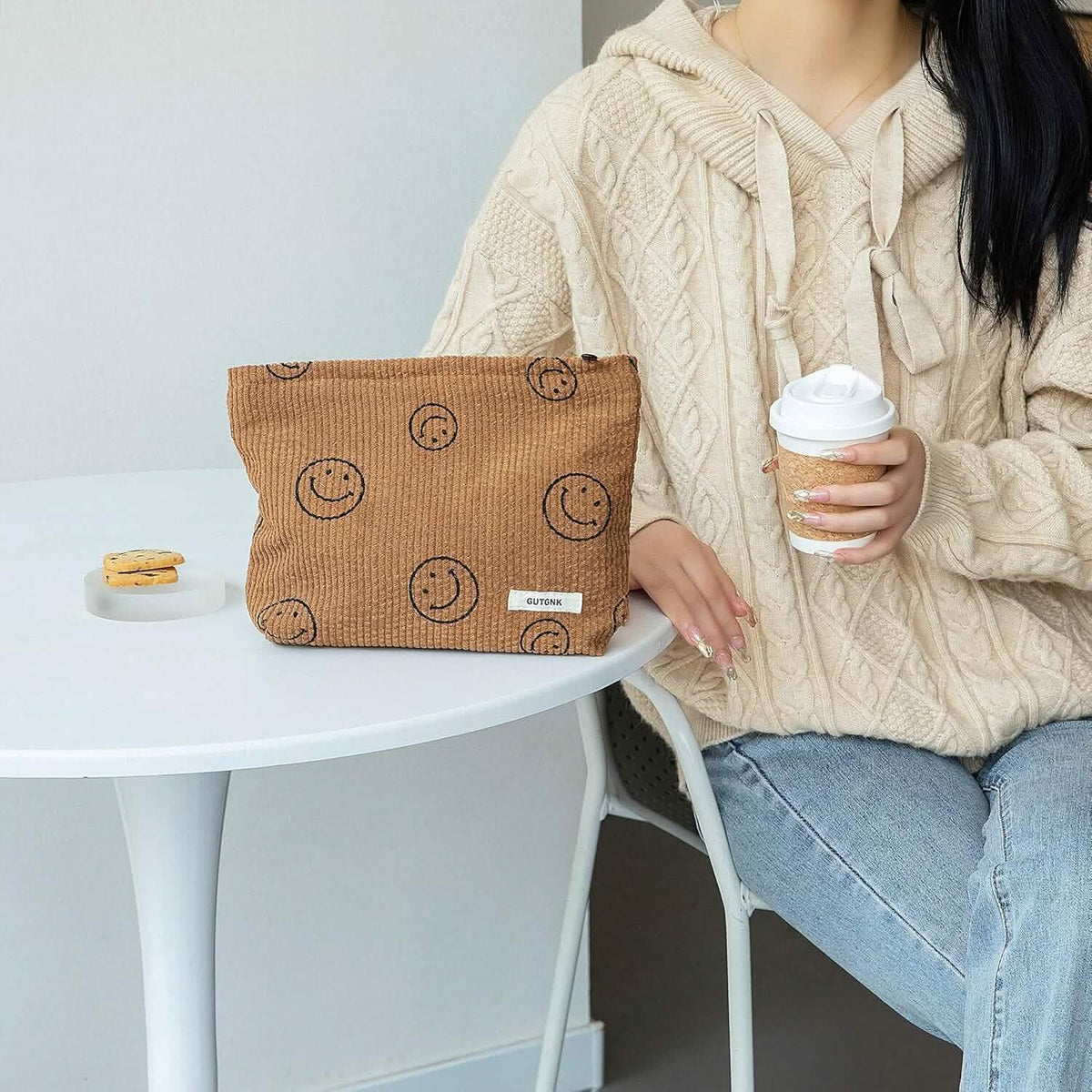 Chic Corduroy Travel Pouch for Women