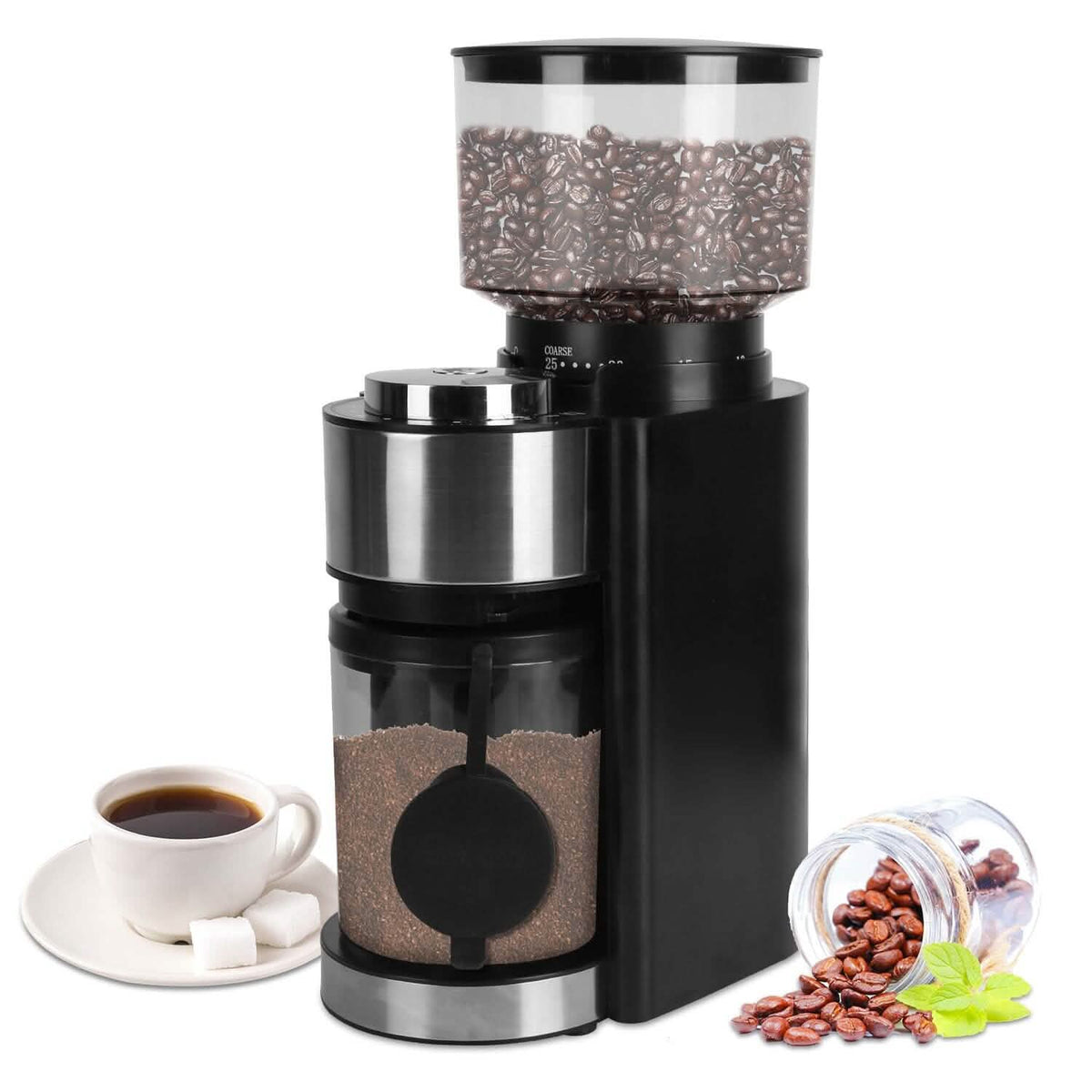 Conical Bur Coffee Bean Electric Grinder with 25 Grind Settings