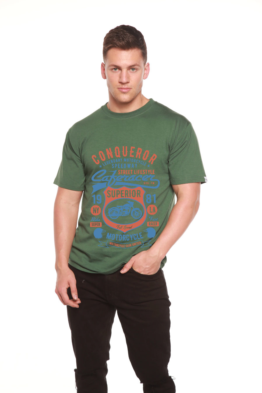 Conqueror Speedway Men's Bamboo Viscose/Organic Cotton Short Sleeve Graphic T-Shirt