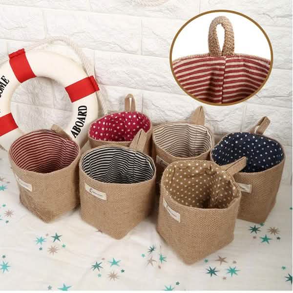 Cotton Linen Hanging Bag Home Gadget Storage Organizer