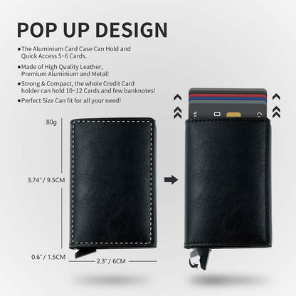Credit Card Holder RFID Blocking Genuine Leather Vintage Aluminum Business Wallet
