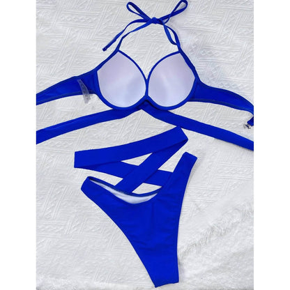 Criss Cross Wrap Push Up Bikini Swimsuit