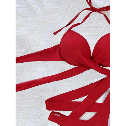 Criss Cross Wrap Push Up Bikini Swimsuit