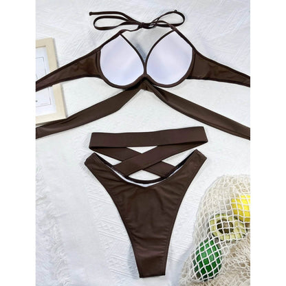 Criss Cross Wrap Push Up Bikini Swimsuit