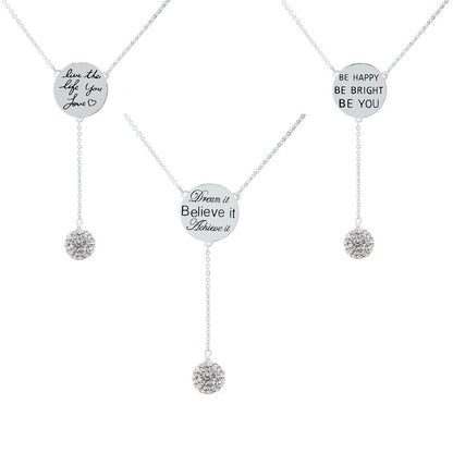 Cubic Zirconia Engraved Inspirational Necklaces