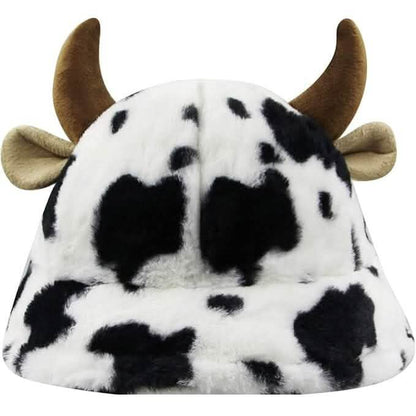 Cute Cow Print Fuzzy Bucket Hat