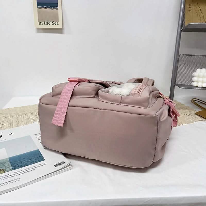 Cute Waterproof Multi-Pocket Women Backpacks with Bear Doll