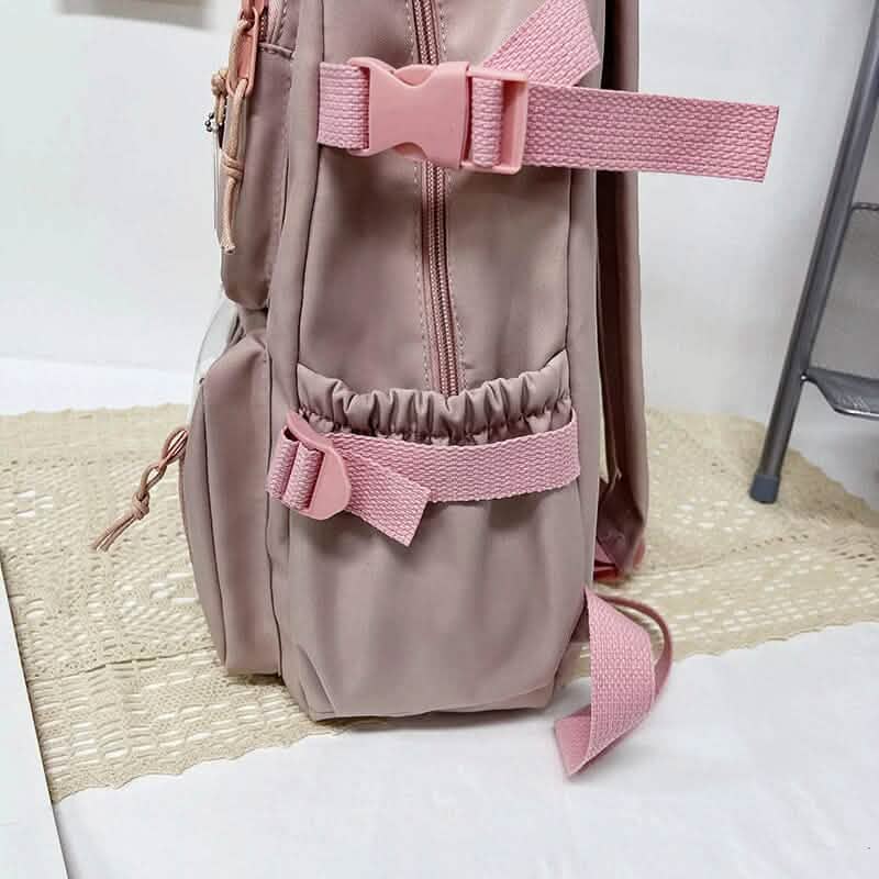Cute Waterproof Multi-Pocket Women Backpacks with Bear Doll