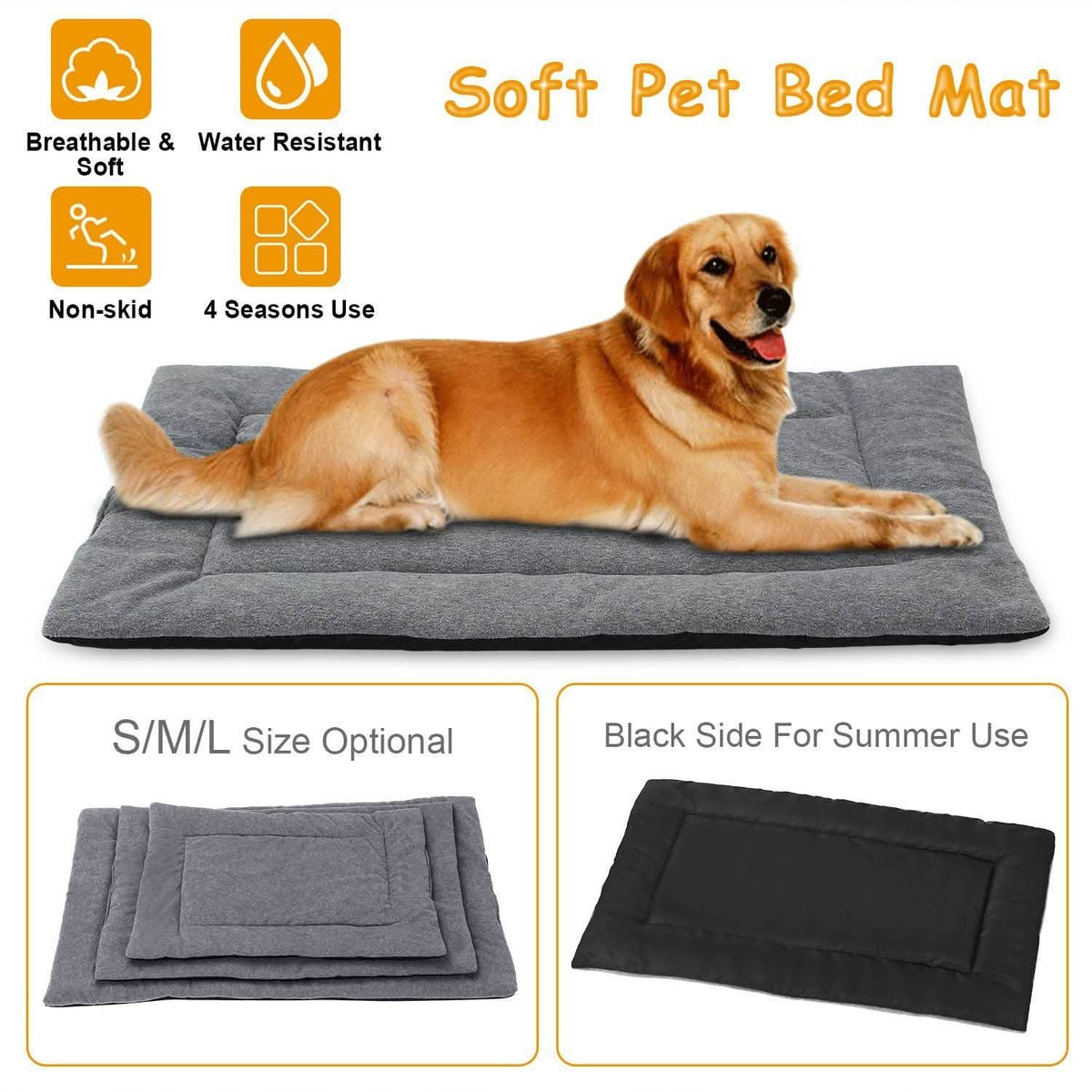 Dog Bed Mat Comfortable Fleece Reversible Pad