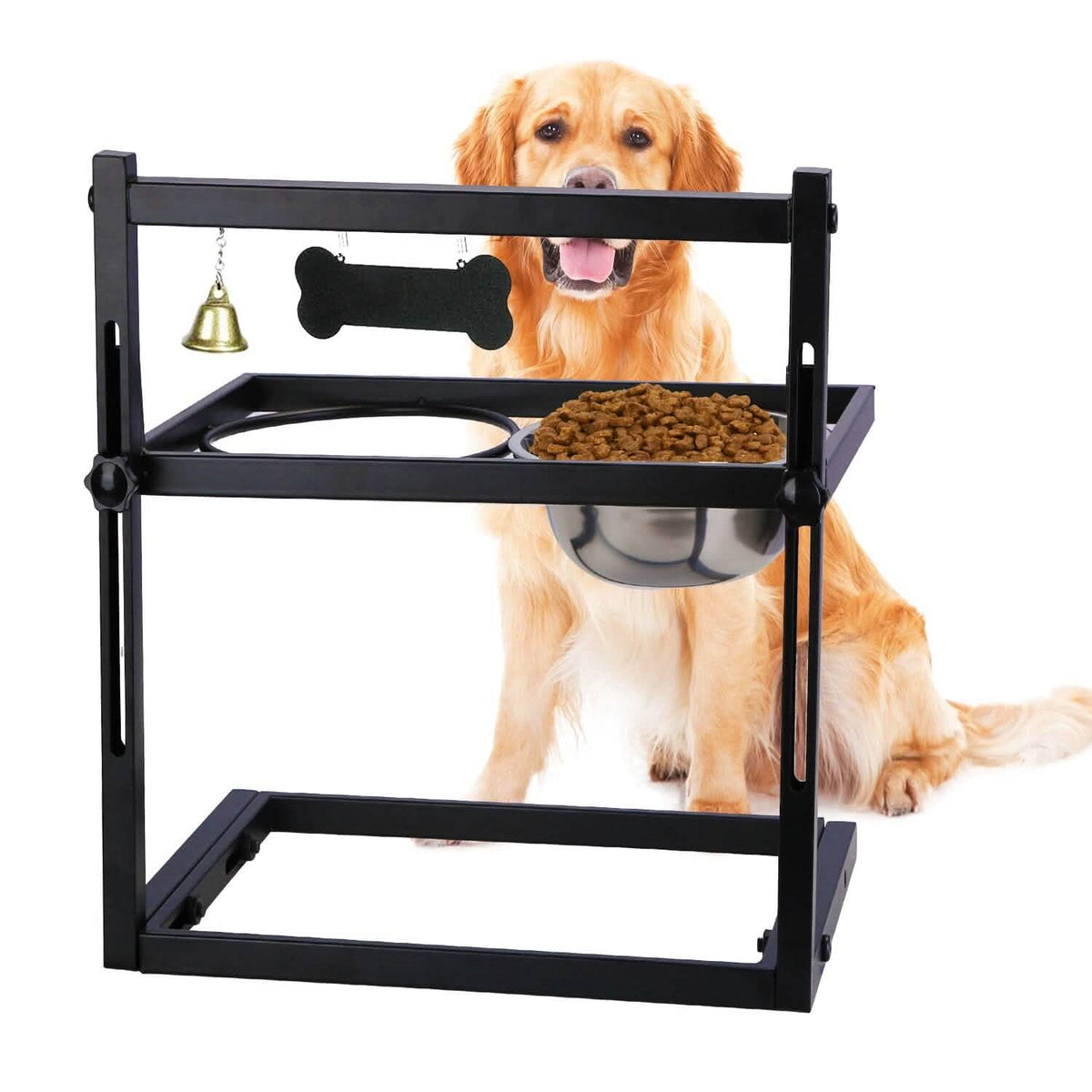 Dog Raised Bowls with Adjustable Height Stainless Steel