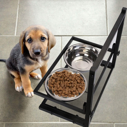 Dog Raised Bowls with Adjustable Height Stainless Steel