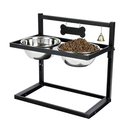 Dog Raised Bowls with Adjustable Height Stainless Steel