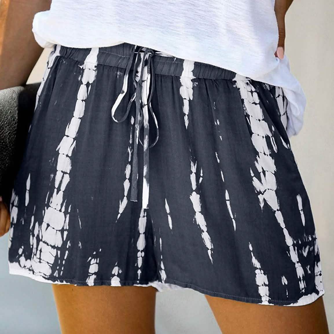 Doublju Women's Loose Fit Comfortable Elastic Waist Band and Strap Casual Shorts