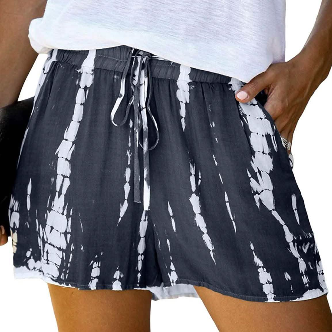 Doublju Women's Loose Fit Comfortable Elastic Waist Band and Strap Casual Shorts