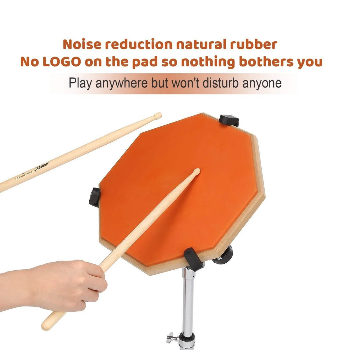 Drum Practice Pads with 3 Pairs of Drum Sticks and Adjustable Snare Drum Stand