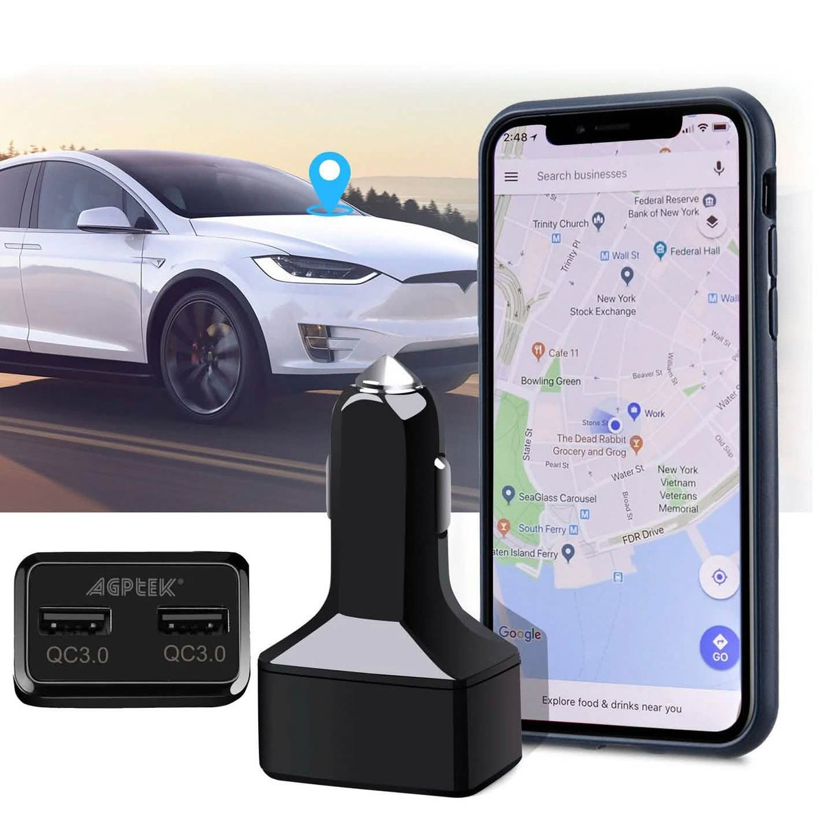Dual USB Car Charge GPS Tracker GSM SIM Realtime GPRS Vehicle Tracking Security