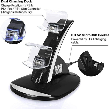Dual USB Fast Charging Station and LED Indicator for Sony PS4 Controller