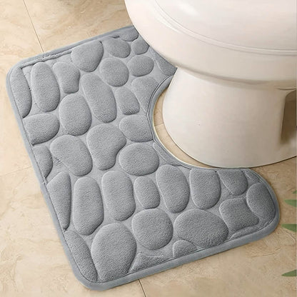 Ultra-Soft Memory Foam Bath Mat – Non-Slip, Absorbent (Gray Hexagon)