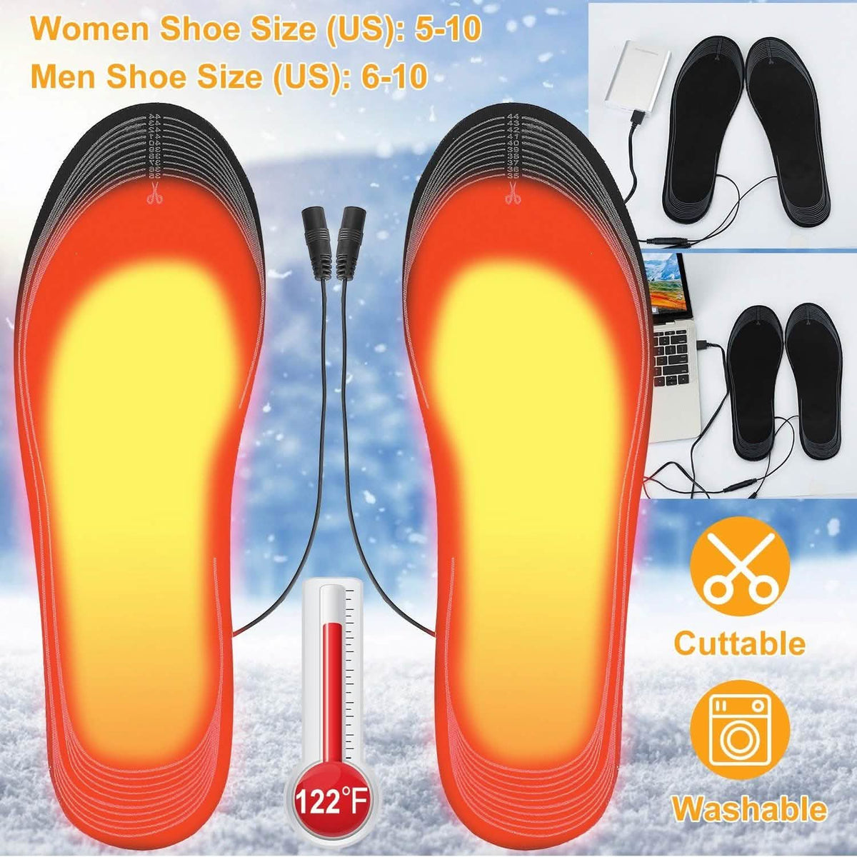Electric Heated Insoles USB Foot Warmer Pads