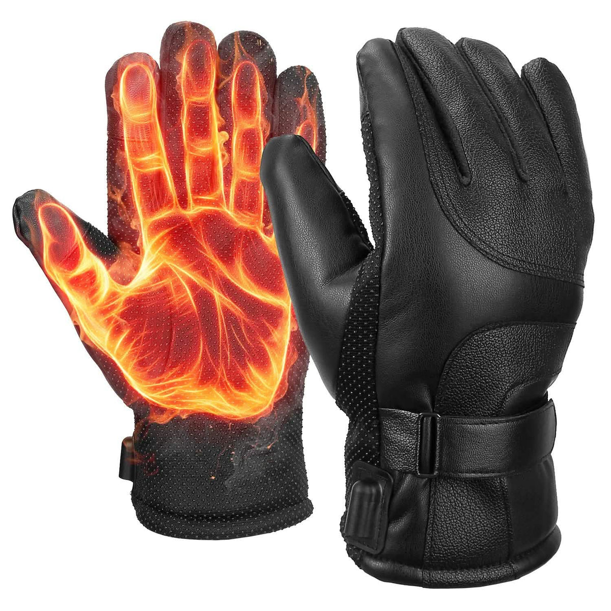 Electric Heated Touchscreen Thermal Gloves Leather USB Plug