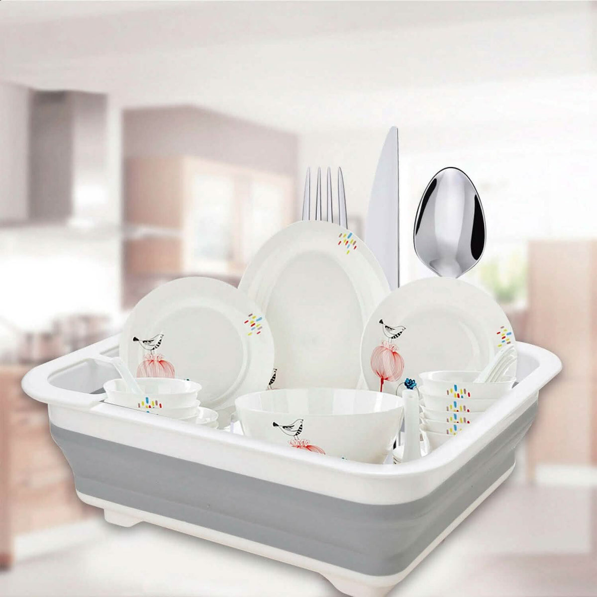 Extra Large Dish Drying Rack with Utensil Holder