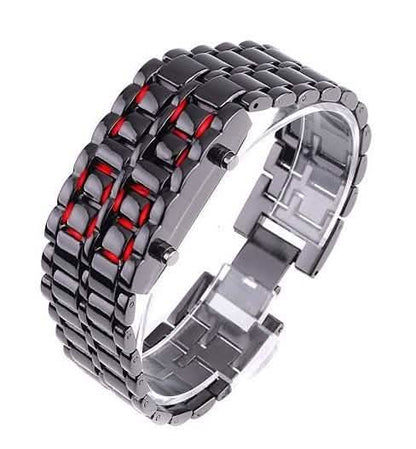 Faceless Unisex Stainless Steel Titanium Waterproof LED Watch