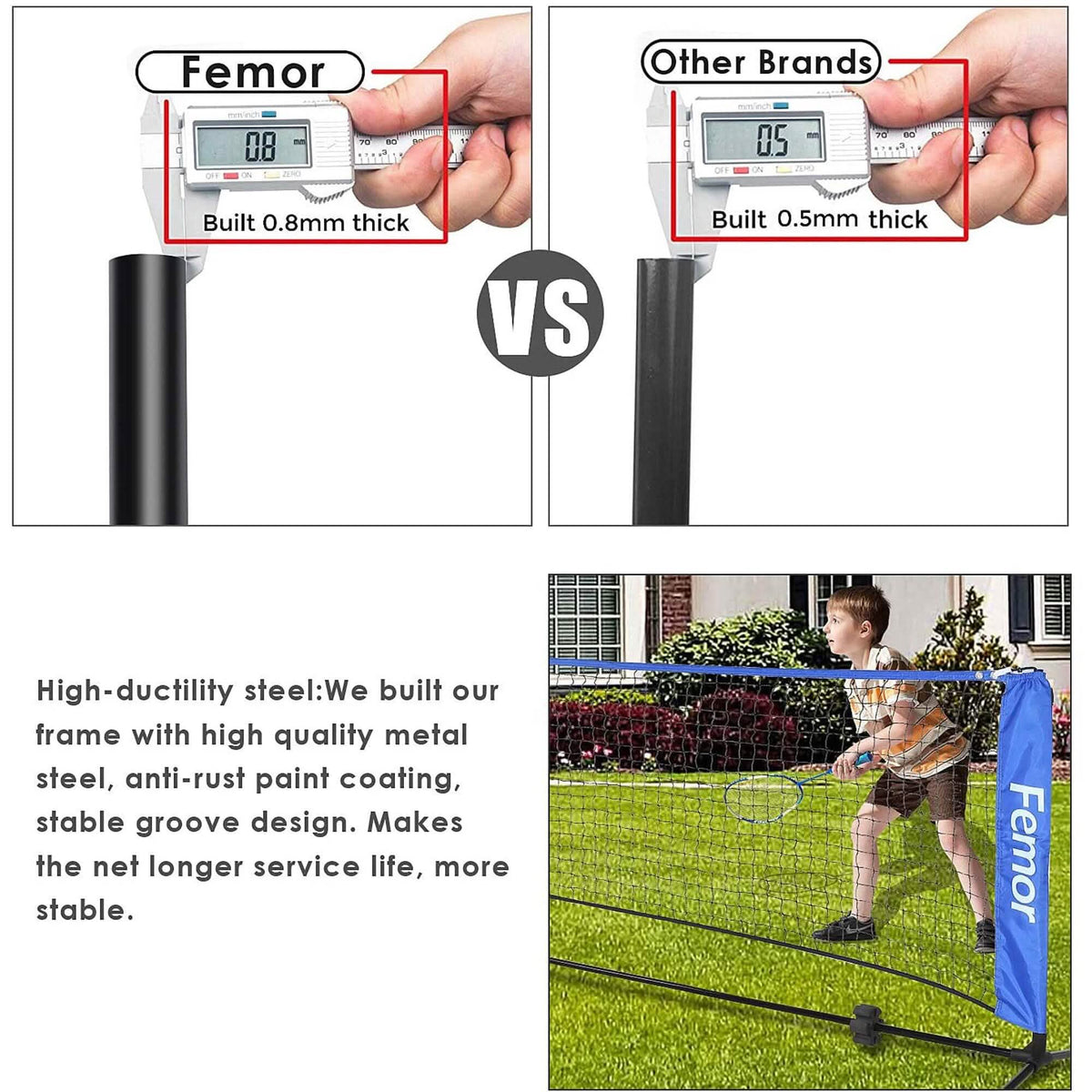 Femor FS051 10ft. Height Adjustable Volleyball Net