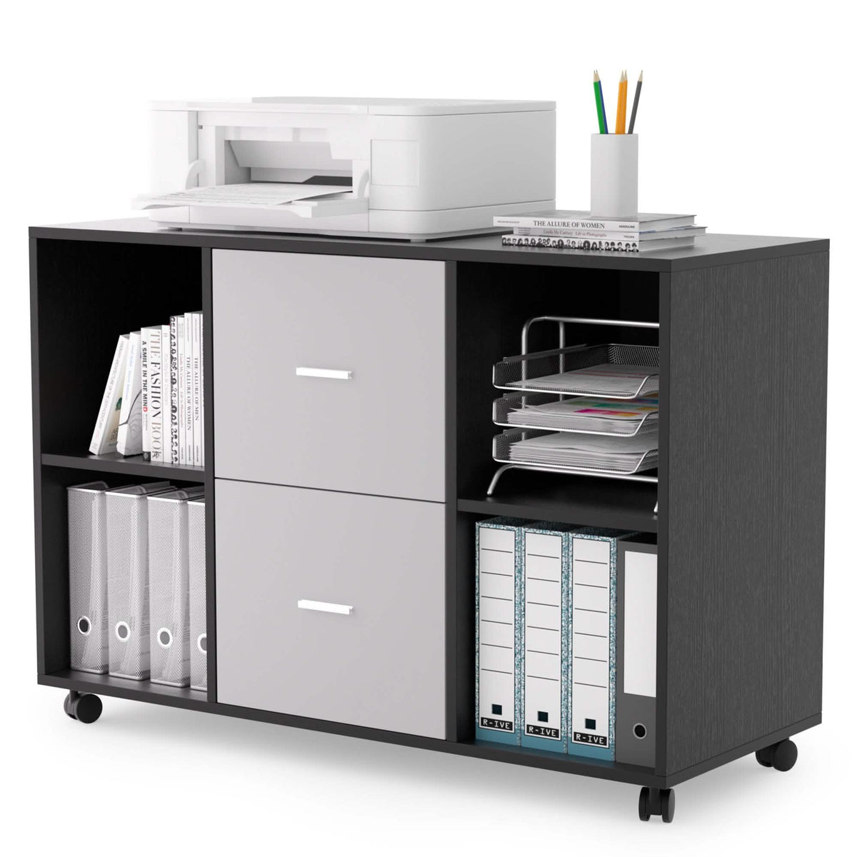 File Cabinet 2 Drawers Wooden Lateral Filling Cabinet