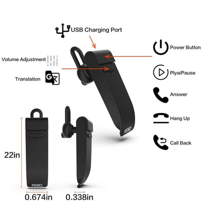 PEIKO World Language Translator Single Earbud – Real-Time Voice Translation