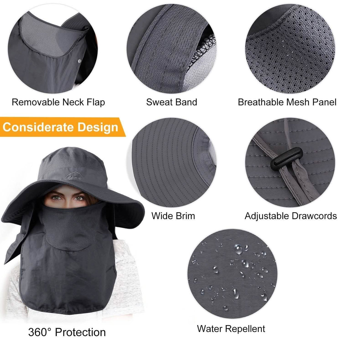 Fishing Bucket Hat Breathable Wide Brim