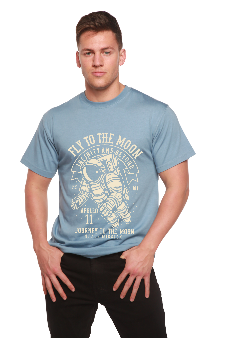 Fly To The Moon Men's Bamboo Viscose/Organic Cotton Short Sleeve Graphic T-Shirt