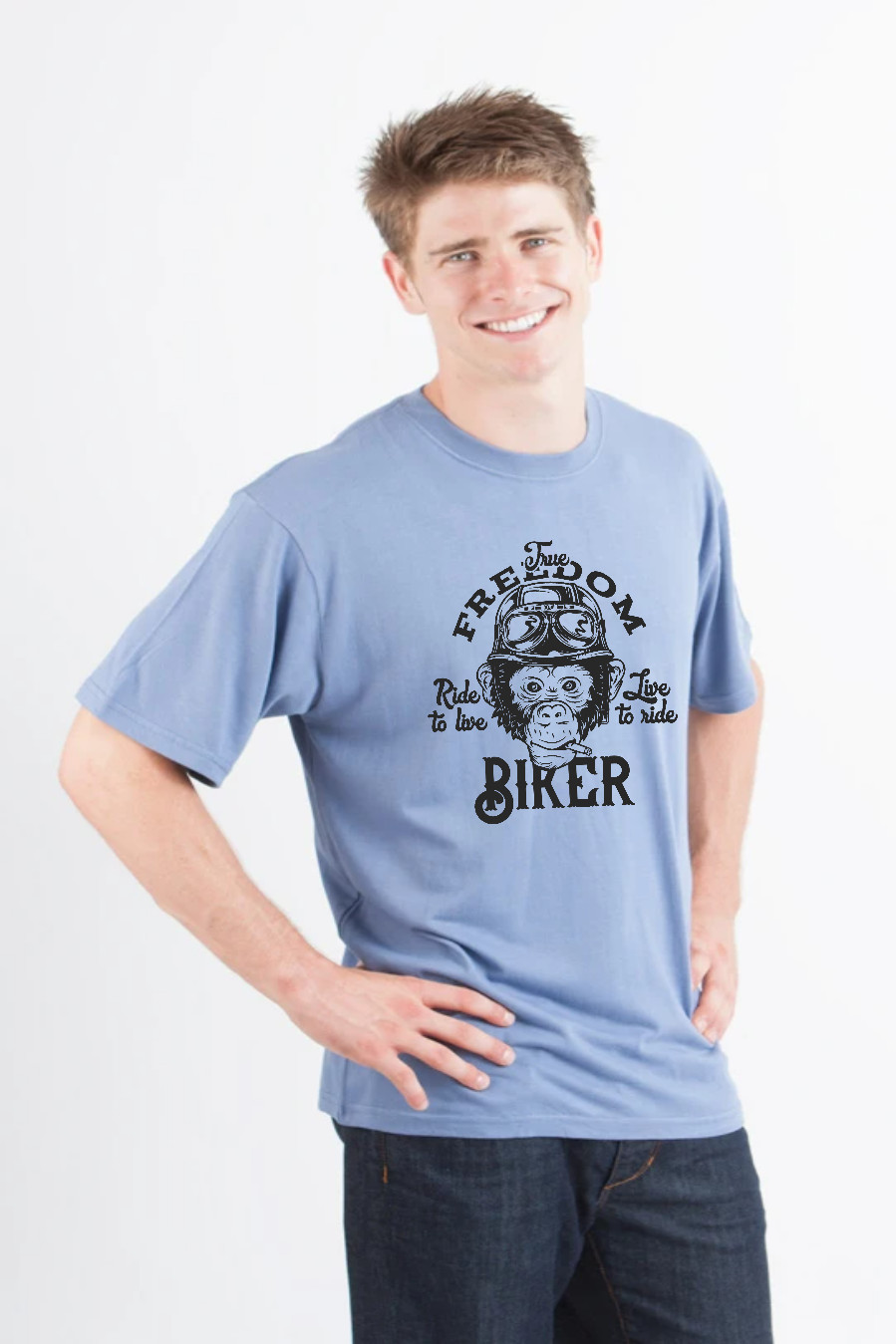 Freedom Biker Men's Bamboo Viscose/Organic Cotton Short Sleeve Graphic T-Shirt