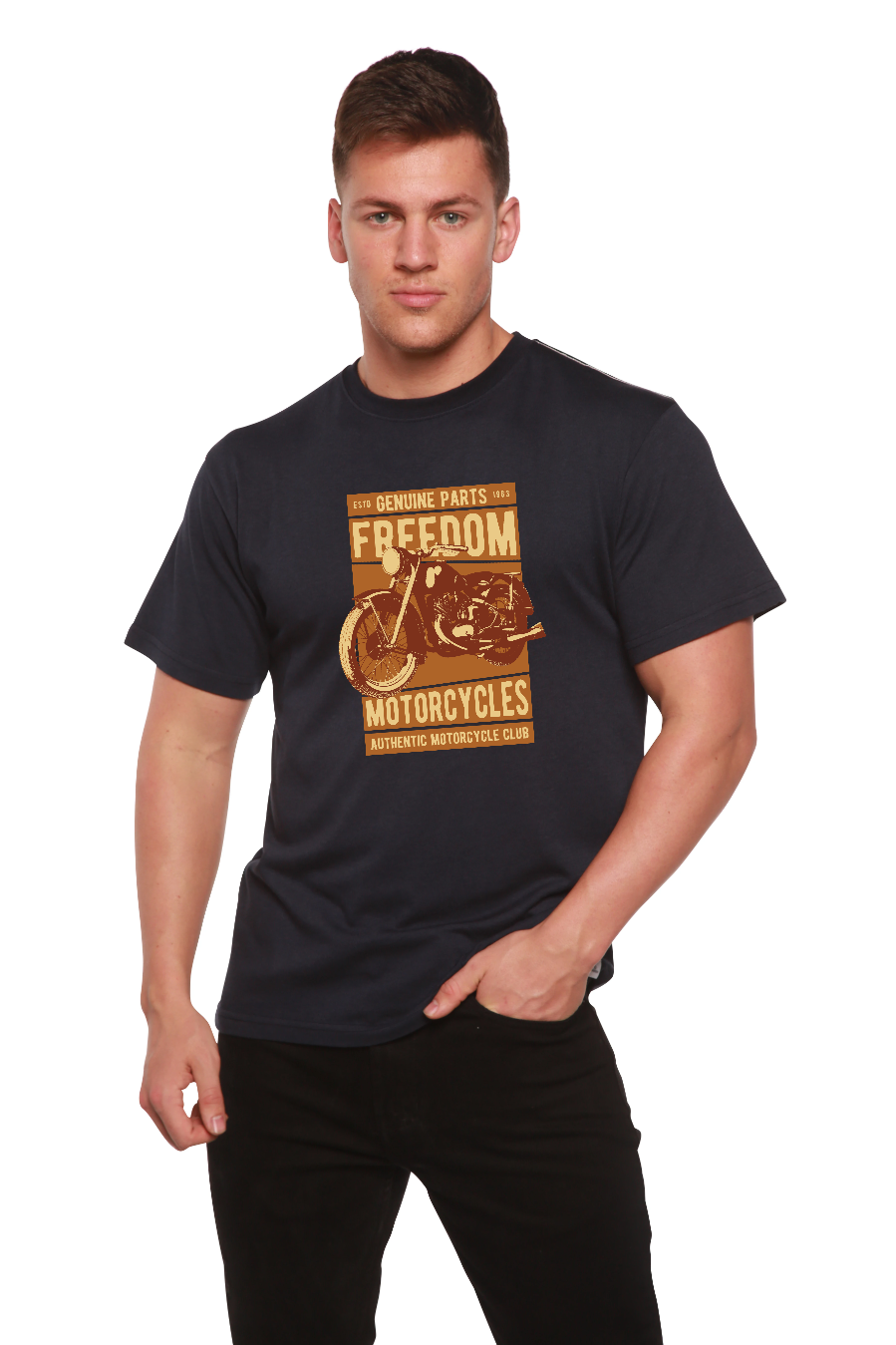 Freedom Motorcycles Men's Bamboo Viscose/Organic Cotton Short Sleeve Graphic T-Shirt