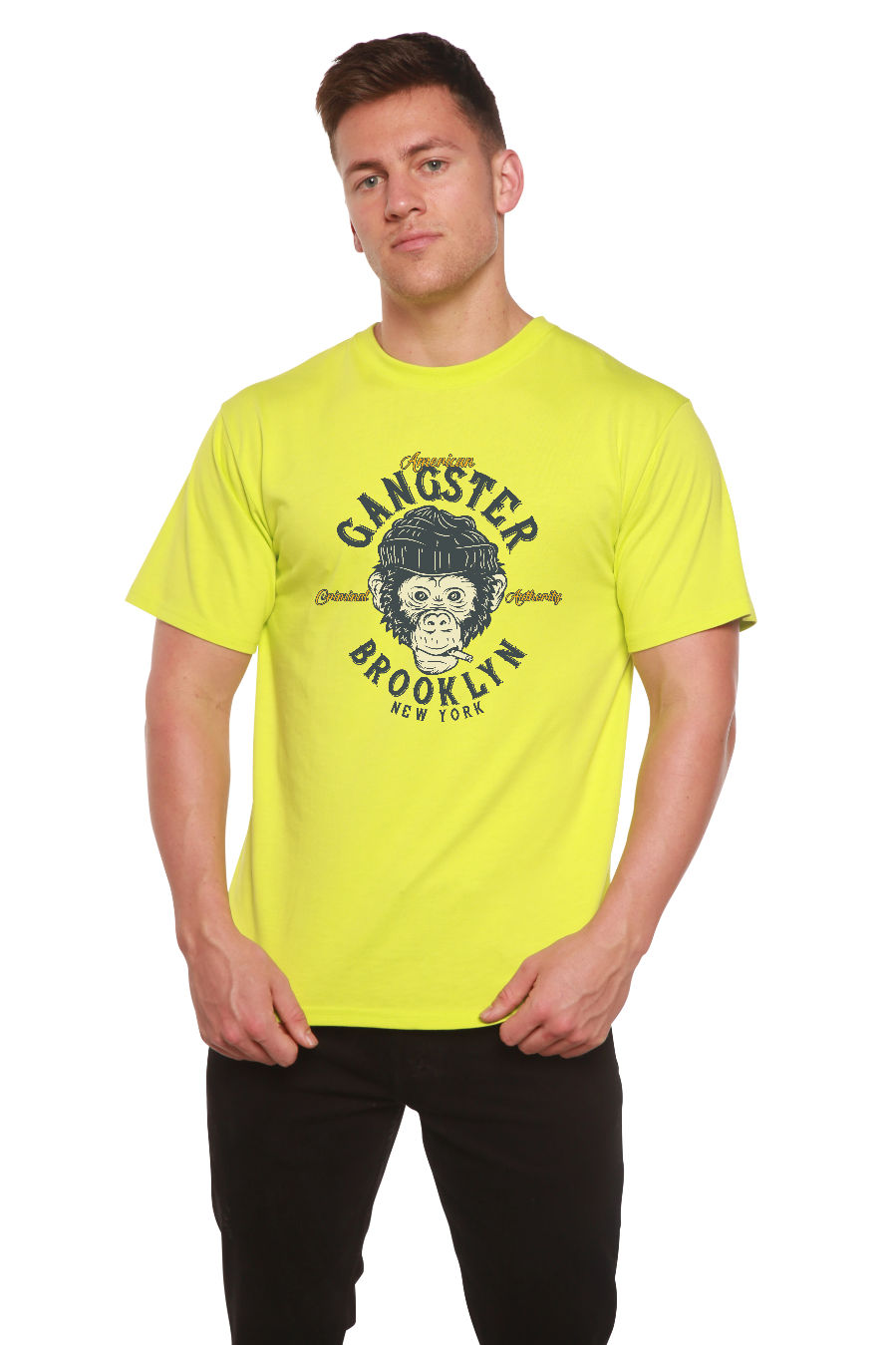 Gangster Brooklyn Men's Bamboo Viscose/Organic Cotton Short Sleeve Graphic T-Shirt