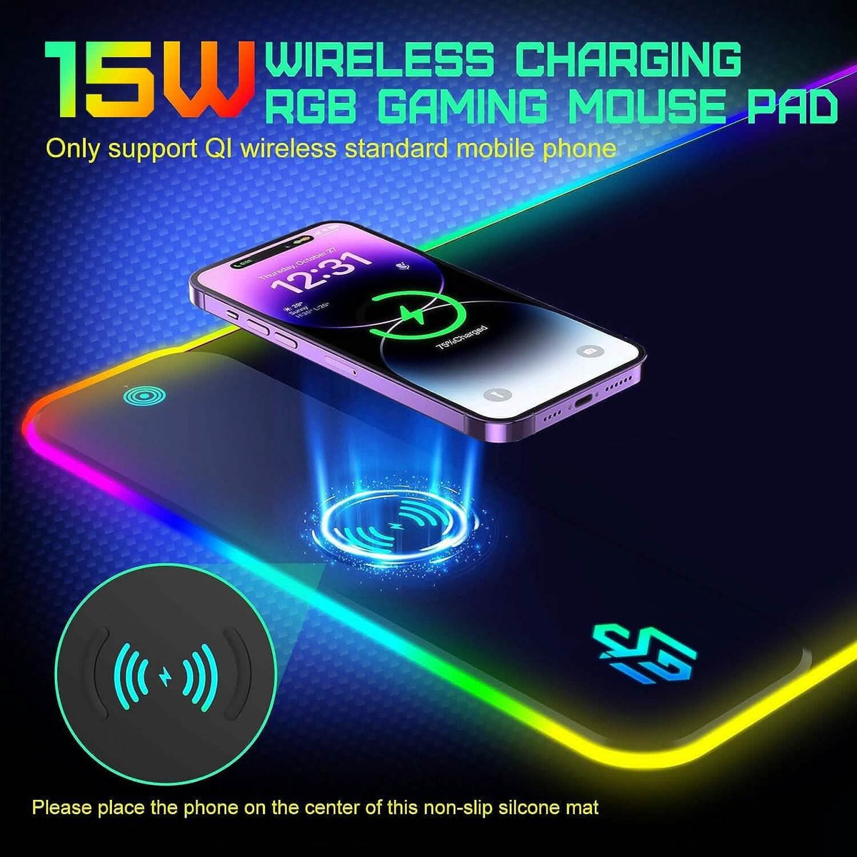 GIM Wireless Charging RGB Gaming Mouse Pad 10W  (Refurbished)