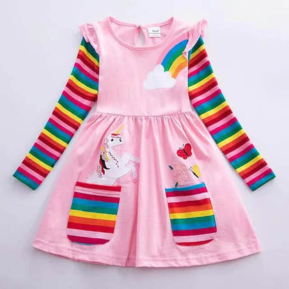 Girls' Unicorn Rainbow Flower Dress
