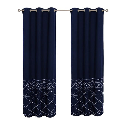 2-Piece Set: Global Indigo Embroidered Window Panel Pair