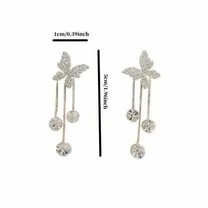 Golden-Tone Alloy Zirconia Dangle Earrings
