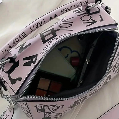 Graffiti Trendy Chain Crossbody Bag for Women
