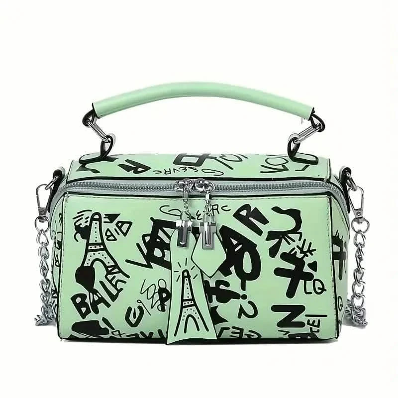 Graffiti Trendy Chain Crossbody Bag for Women