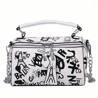 Graffiti Trendy Chain Crossbody Bag for Women
